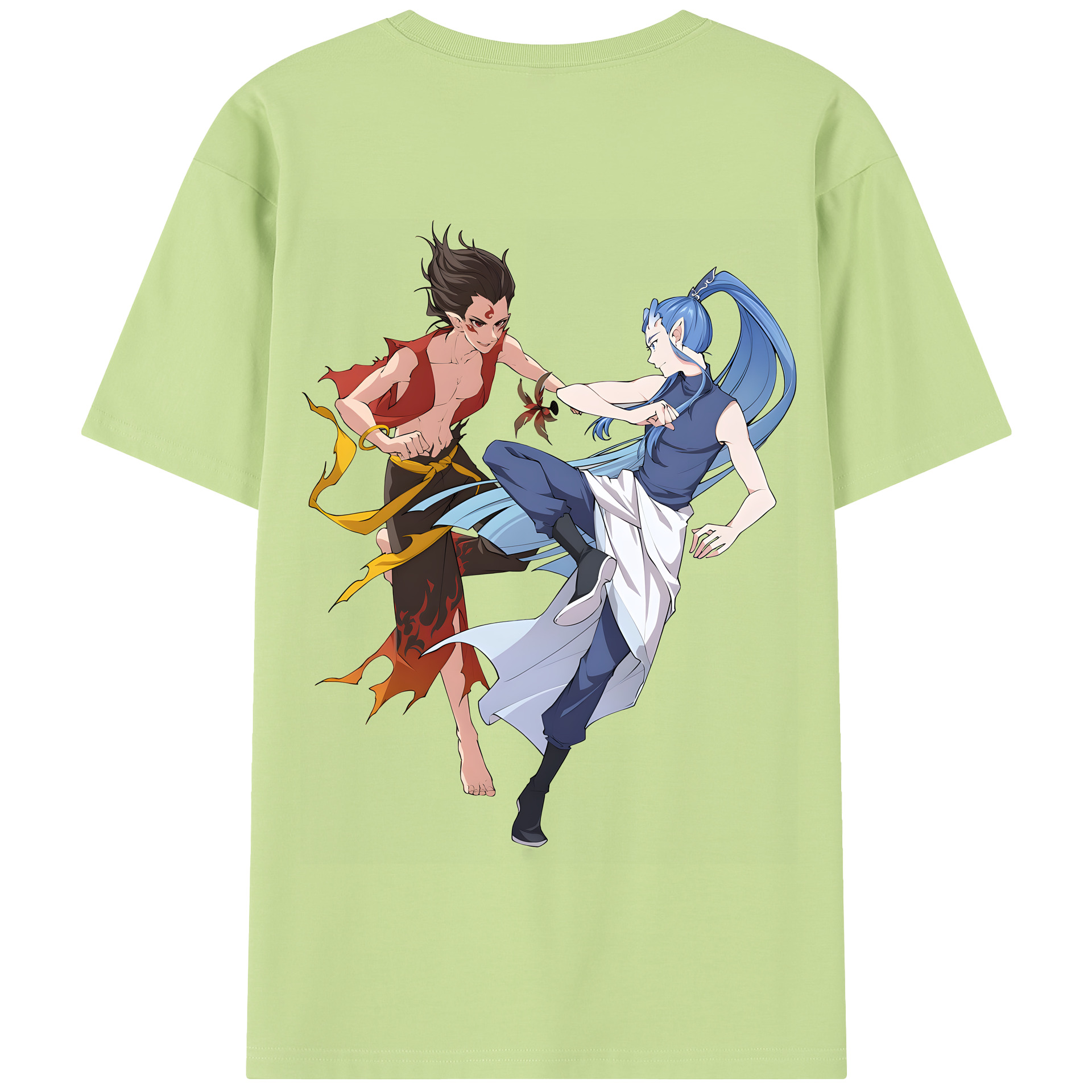 （画像用） Ne Zha 2 ナタ 魔童の大暴れ 綿100％半袖Tシャツ（背面プリント）